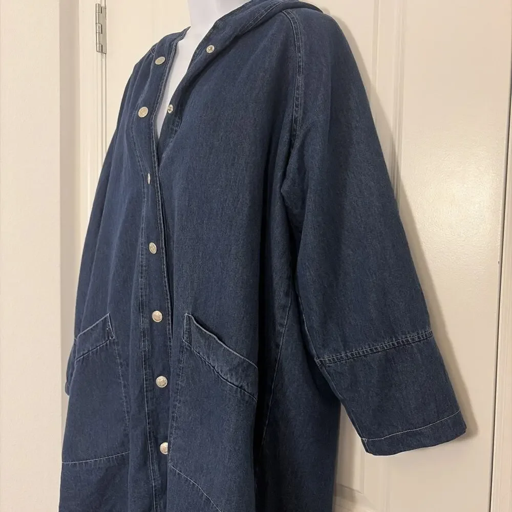 Vtg Denim& Co . Denim Chore Hooded Jacket Size 1x
